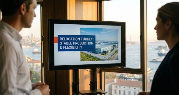 European company evaluating manufacturing relocation to Turkey during a strategic consulting session