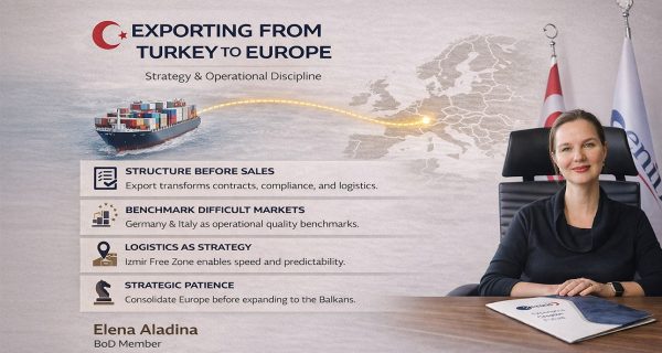 Elena Aladina BoD Member at Zenith Izmir discussing exporting from Turkey to Europe and EU market entry strategy